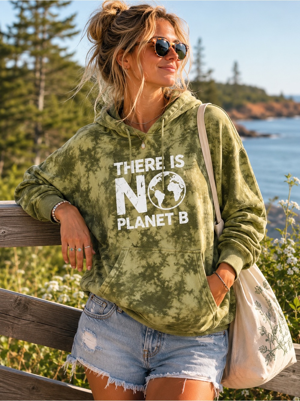 The Eco Closet‎ “There Is No Planet B” Tie Dye Hoodie Sustainable Cotton Blend L